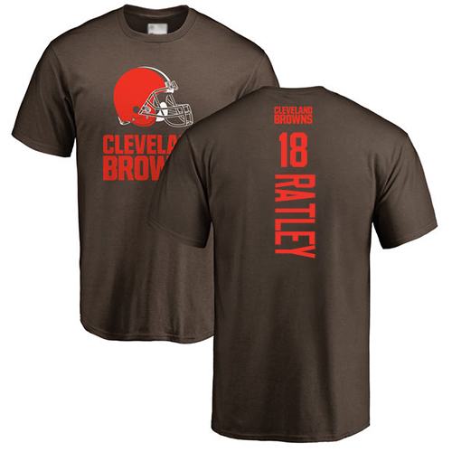 Men Cleveland Browns Damion Ratley Brown Jersey #18 NFL Football Backer T Shirt